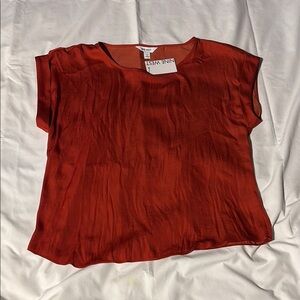 Nine West Orange Boxy Short Sleeve Blouse